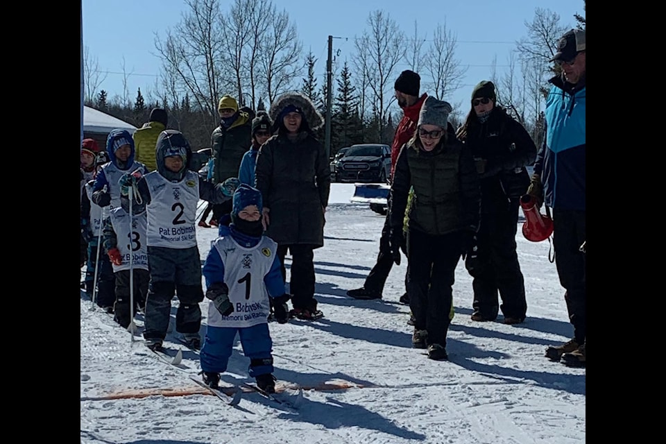 Youngsters take off during the Pat Bobinski Memorial Ski Races (PABs) at the Hay River Ski Club in March, 2024. Photo courtesy of Kathleen Gilhooly
