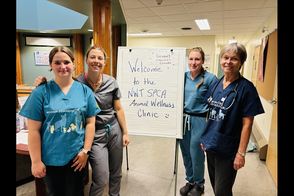 From left, Jessa Chrvala, Kellie Haggett, Jordan Reed and Wendy Van Slyke are part of the team visiting K'atl'odeeche First Nation.