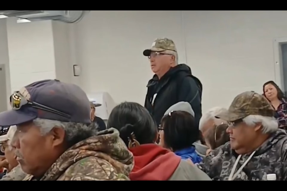 Former NWT MP Michael McLeod didn't mince words during a public information meeting for Fort Providence evacuees held Sept. 2 in Hay River. Screenshot courtesy Facebook