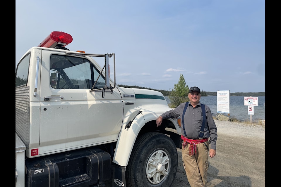 Garth Wallbridge says he acquired this fire truck a few months ago. If someone nearby needs his help with a fire, he'd gladly use the truck to assist, he says.