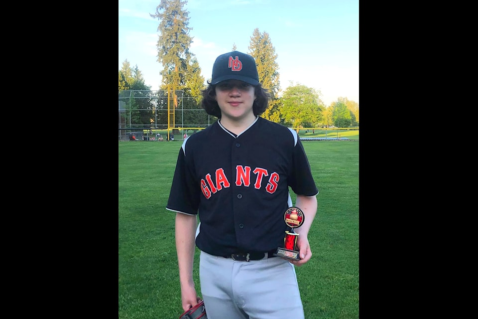 Dominic Giammarco was named game MVP after the North Delta Giants opened the 15U Kathy Thomas Memorial Tournament with an 8-3 win over the New West Diamondbacks on Thursday, May 18, 2023.