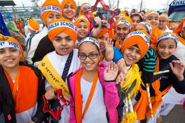 A crowfd of kids from the Khalsa School.