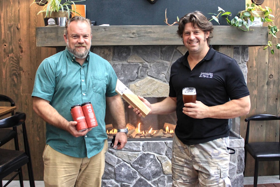 Brewery owners Stephen Gregorig (left) and Jamie Overgaard recently won a silver-medal for their English-style IPA Orion 1-1. Their taproom, Smugglers Trail Caskworks, opened in Port Kells one year ago. (Photo: Malin Jordan)