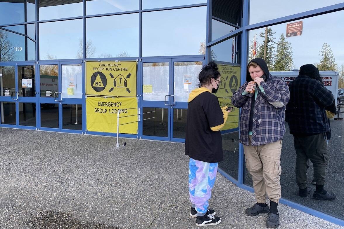 Haley Michaud and Dayton Mackay from Summerland were moving a friend to Chilliwack when they ended up at the Clarion Hotel and Convention Centre in Abbotsford. Colleen Flanagan/Black Press)