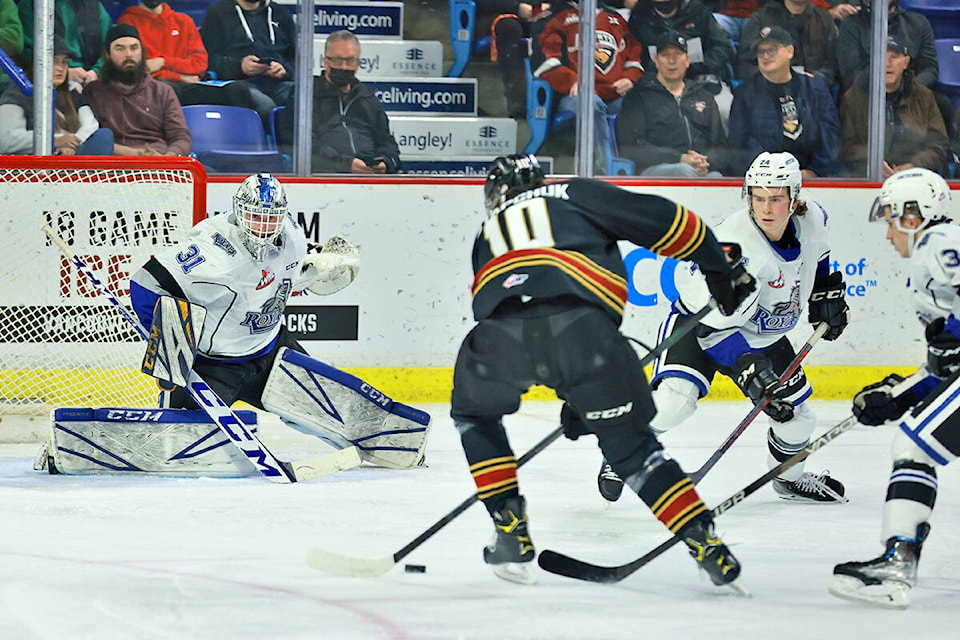 Visiting Victoria Royals snapped a 12-game losing streak with a 3-2 win over Vancouver Giants at Langley Events Centre on Saturday, Nov. 20. (Rob Wilton/Special to Langley Advance Times)
