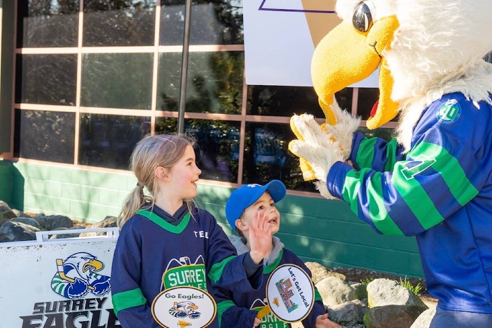 Close to 600 fans, young and old, turned out to the Feb. 20 Surrey Eagles game, hosted by the South Surrey & White Rock Chamber of Commerce. (Contributed photo)
