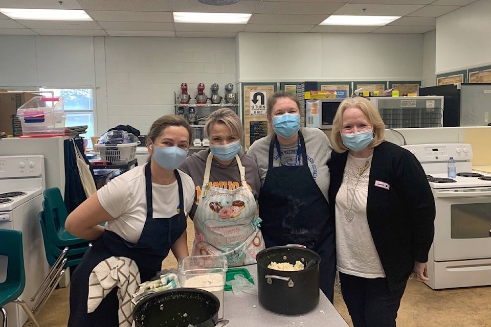 Volunteers made 3,750 pierogies over three consecutive days last week at North Delta’s Sands Secondary as part of a fundraiser that raised nearly $3,000 for a family fleeing the war in Ukraine. (Delta School District/submitted photo)
