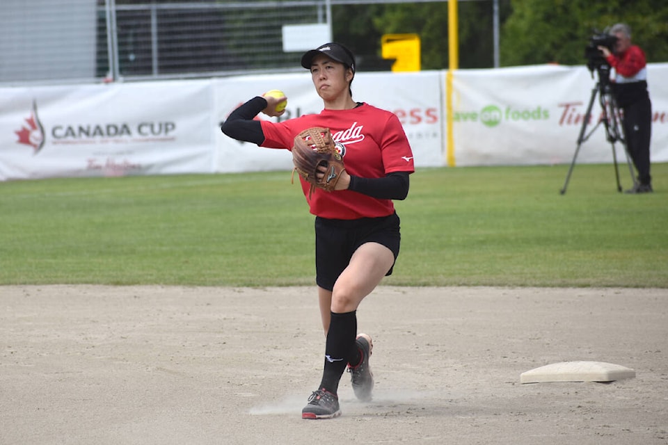 Team Canada arrived at Softball City for a press event and brief practice Monday morning. The team will begin play tonight against Australia’s development team. (Nick Greenizan photo)
