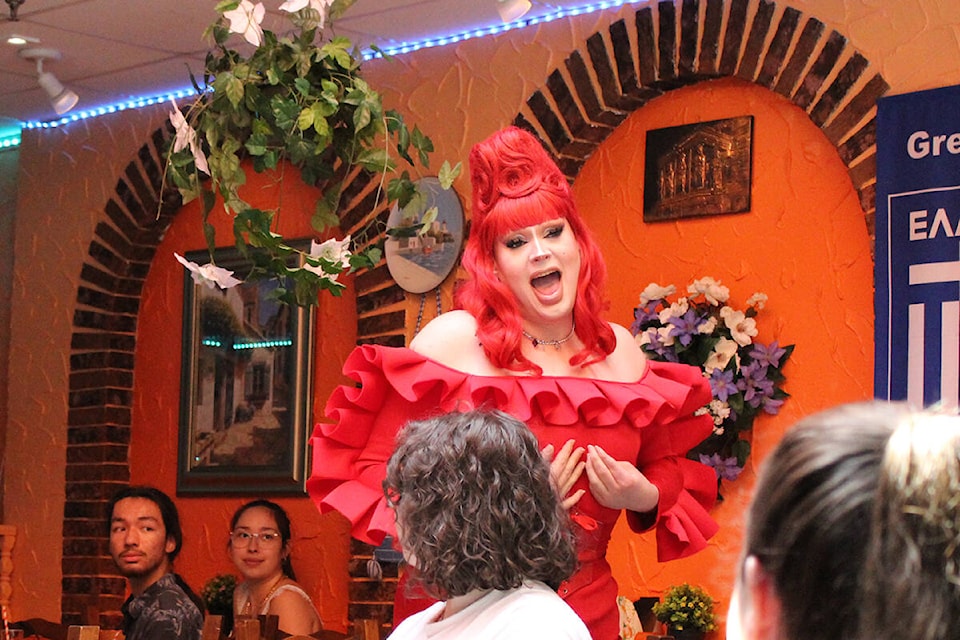An all-ages drag brunch was on Sunday afternoon (Aug. 21). Pictured is Eva Scarlett. (Sobia Moman photo)