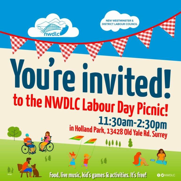 Poster for the 2022 Labour Day event in Surrey.