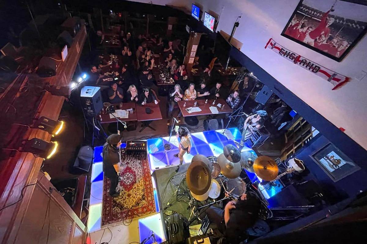 An aerial view of the stage and patrons at White Hart Public House in Newton, in a photo posted to the venues Facebook page.