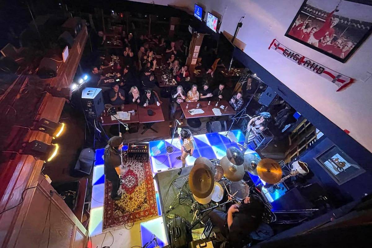 An aerial view of the stage and patrons at White Hart Public House in Newton, in a photo posted to the venues Facebook page.