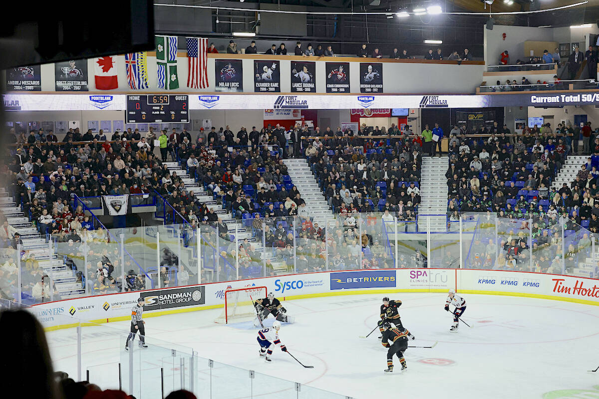 A sellout crowd of 5,276 watched Regina Pats captain Connor Bedard, a rising star and top NHL prospect, lead his team against Vancouver at the Langley Events Centre. (Rob Wilton/Special to Langley Advance Times)