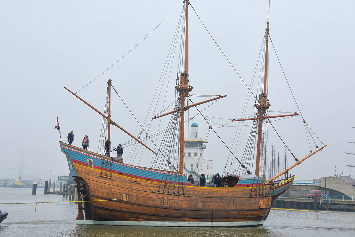 A replica of Witte Swaen (White Swan) sitting in the harbour in Harlingen, a municipality in northern Netherlands. A model-version of the original ship was created by South Surrey resident Kees Koster completely by hand. (Joachim de Ruijter photo)
