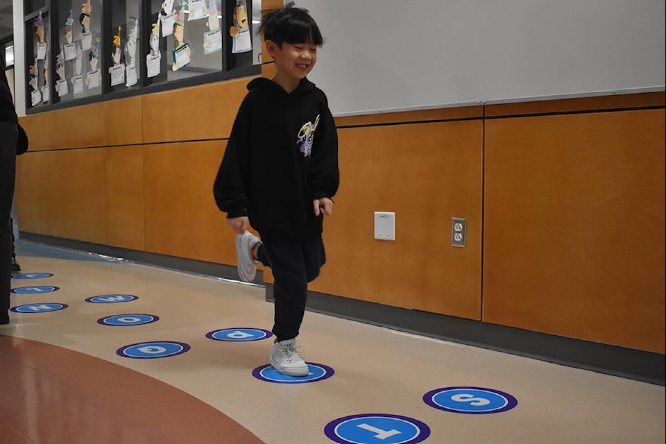 A student at Sunnyside Elementary uses the new sensory floors the school has introduced. (Sobia Moman photo)