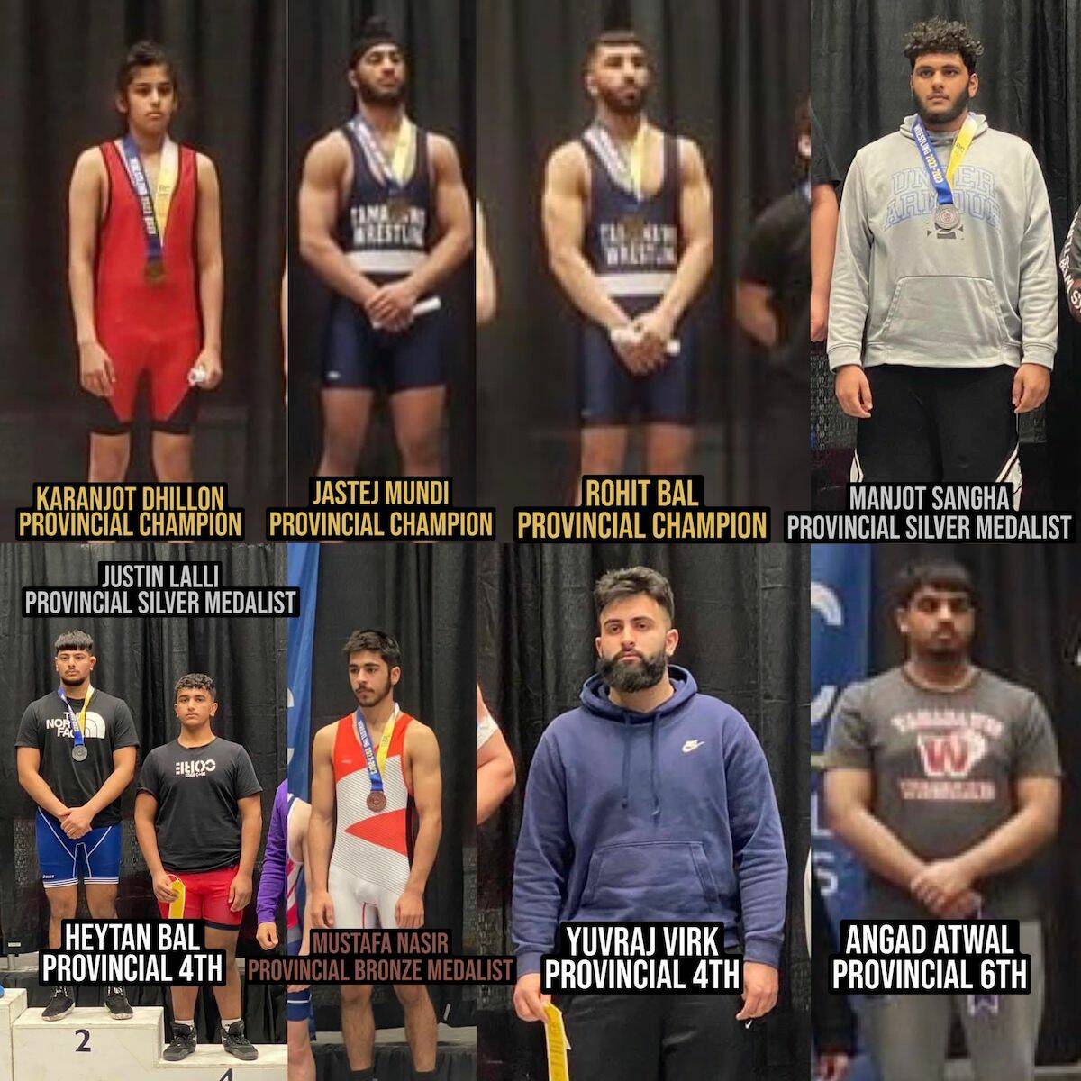 Tamanawis Secondary wrestlers who placed top-six at the 2023 provincials. (Submitted photo)