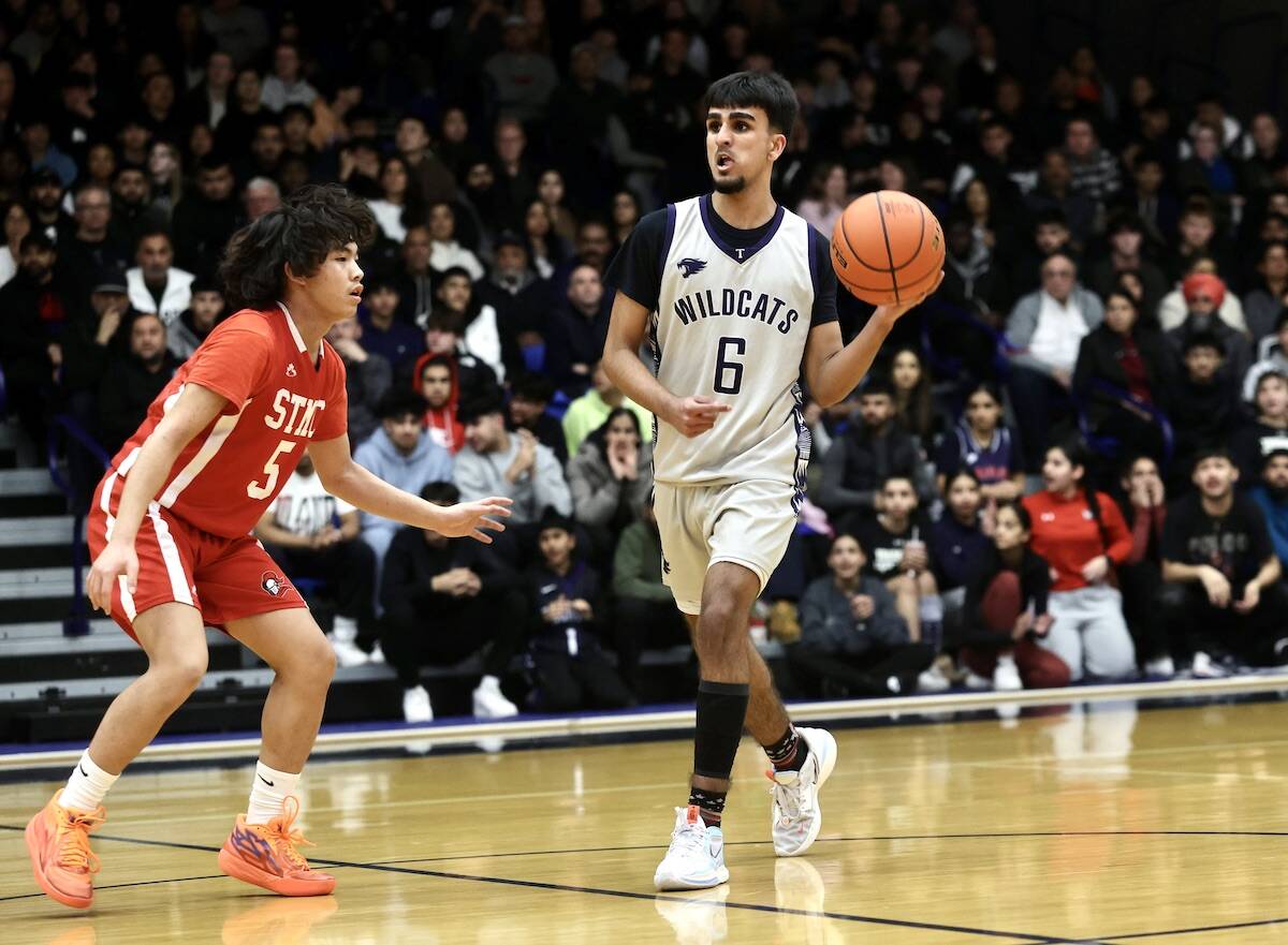 Tamanawis player Sunny Dhami in action at Langley Events Centres South Court during Tuesdays final game, Feb. 28, 2023. (Submitted photo: Garrett James/Langley Events Centre)