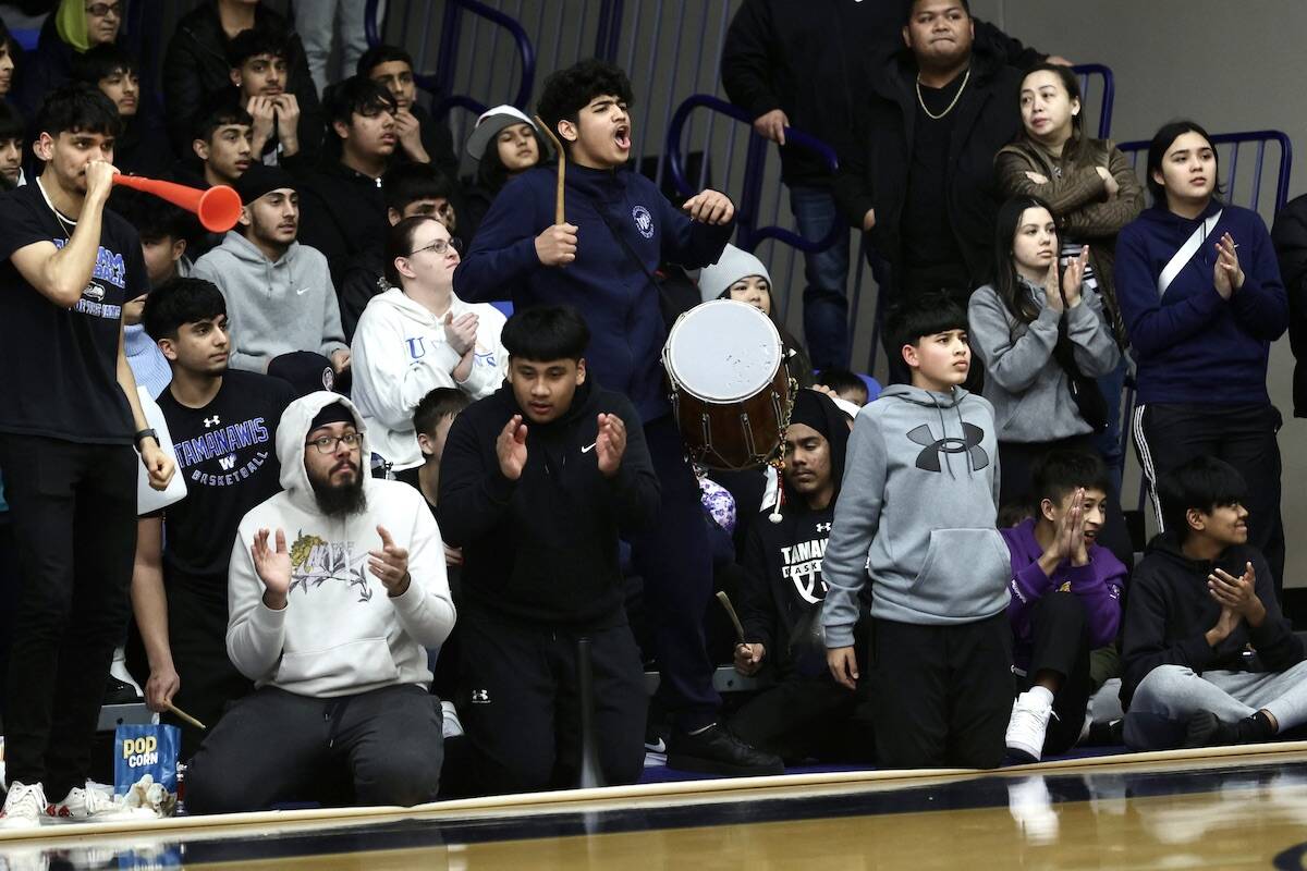 Tamanawis fans at Langley Events Centres South Court during Tuesdays final game, Feb. 28, 2023. (Submitted photo: Garrett James/Langley Events Centre)