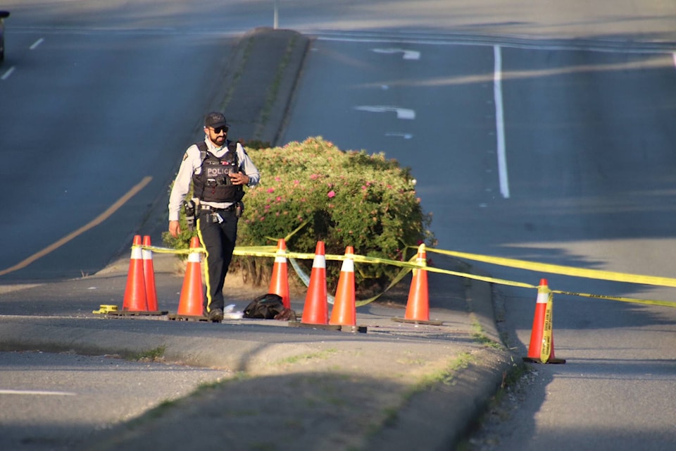 Homicide investigators were called to Mission after a 42-year-old man died from a stabbing on Lougheed Highway on Thursday evening (July 13). / Shane MacKichan Photo