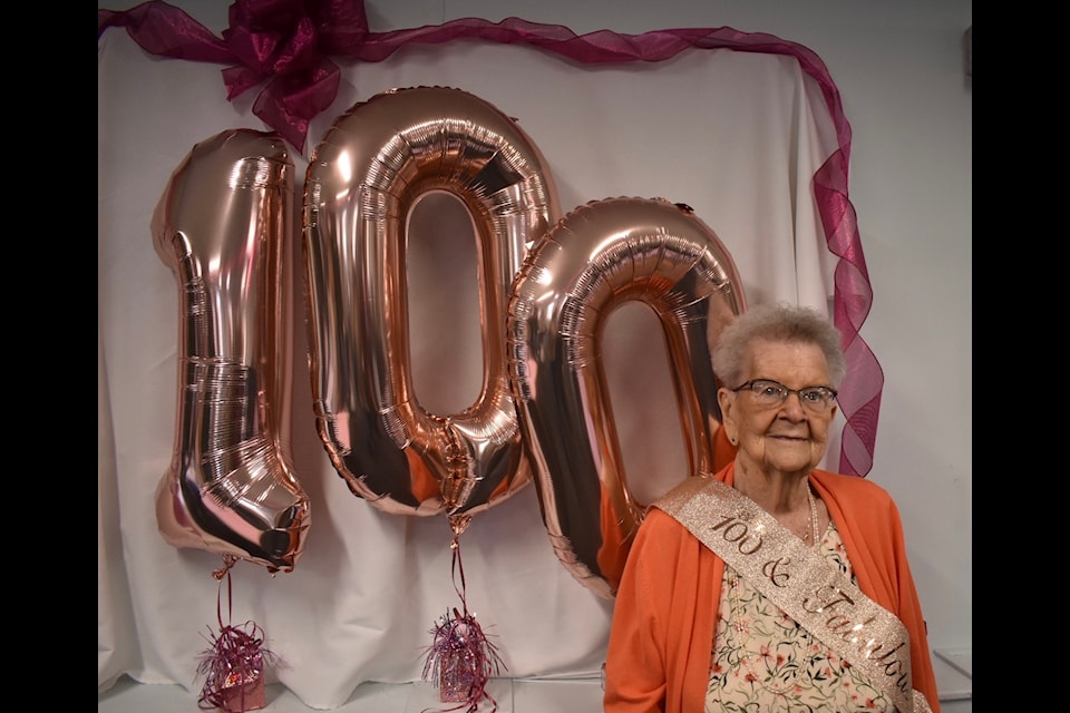 May 29 marked the 100th birthday of Kitimat's Edna Partington, who was celebrated in style with a packed house, heartfelt tributes and plenty of laughter at the Kitimat 50+ Centre. The crowd of more than 100 friends and family left no seat empty in honouring a century of memories and milestones.