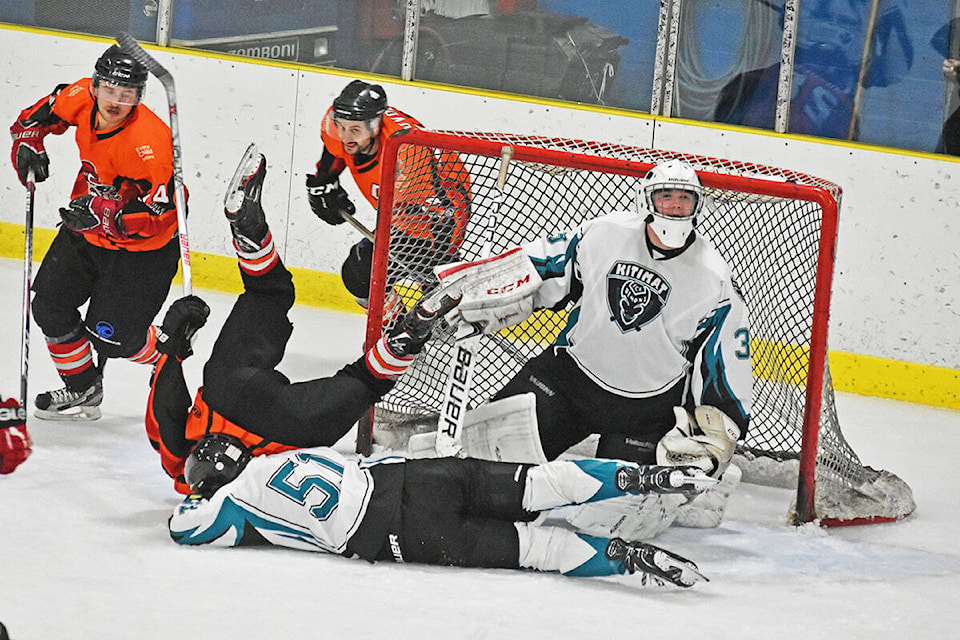 Kitimat Ice Demons upended the Rupert Rampage in an away game season opener, ending in a 7-4 win for the Kitimat team on Oct. 16. (Photo: K-J Millar/Kitimat Northern Sentinel)