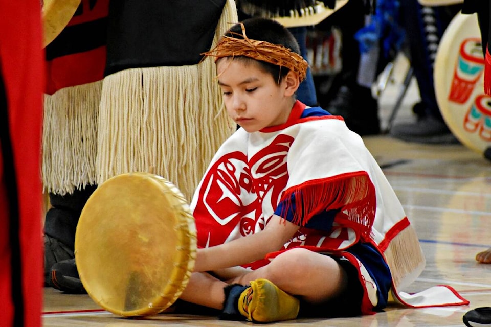 Toddlers to Elders danced, sang and drummed welcome to the spring salmon at the 8th annual Salmon Festival hosted by the Gitmaxmak’ay Nisga’a Dancers & Society on May 27 and 28. (Photo: K-J Millar/The Northern View)