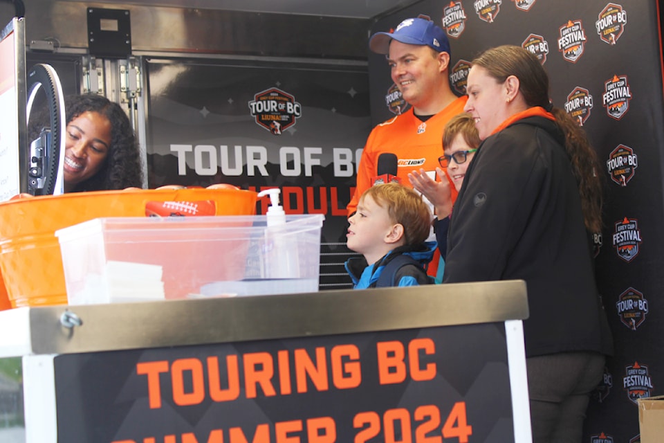 Prince Rupert CFL fans had a chance to record a video message for the Grey Cup Festival Tour of B.C. website Aug. 13 in the mobile video booth.
