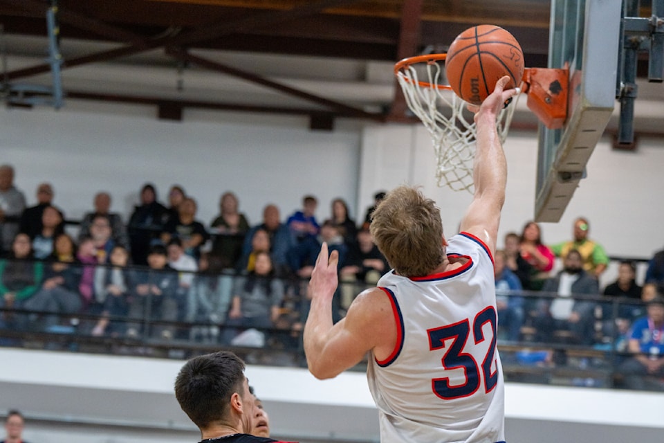 Prince Rupert's Kyle Cline puts up a basket en route to the 2025 championship at the 65th All Native Basketball Tournament Feb. 15.