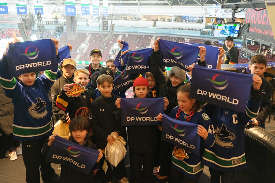 The Prince Rupert U11 Seawolves enjoy their luxury suite at Rogers Arena in Vancouver during their DP World-Vancouver Canucks VIP Experience March 15.