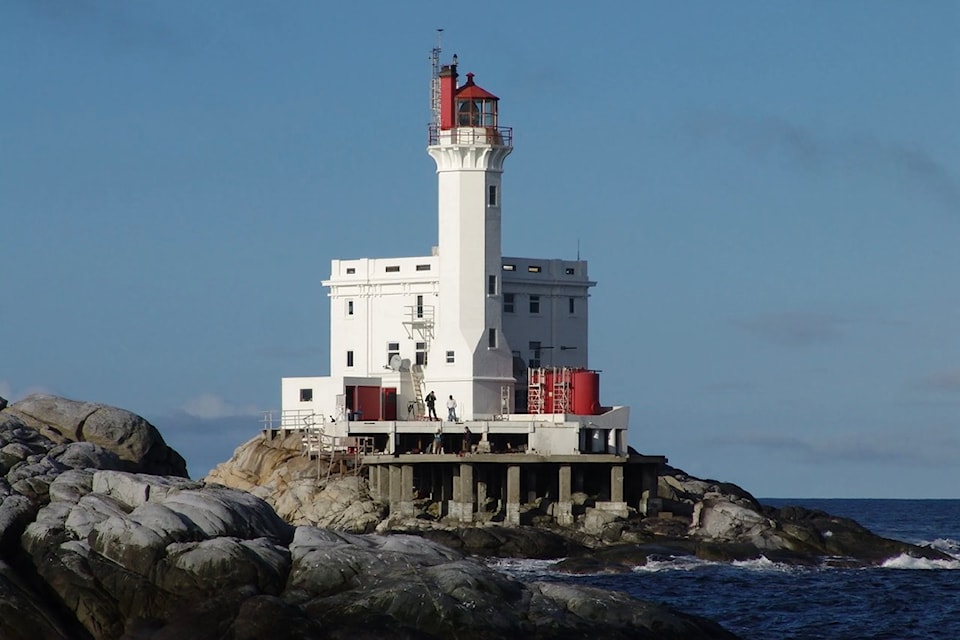 The Triple Island Lighthouse, built in 1920, stands 23 metres tall on a remote islet at the western entrance of Brown Passage. It was designed to guide vessels between Prince Rupert, the Inside Passage, and Alaska.