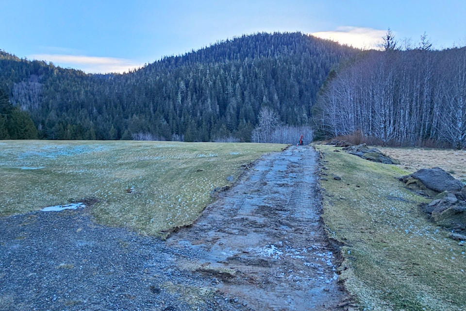 New cart path under construction on the 12th hole at the Prince Rupert Golf Course.