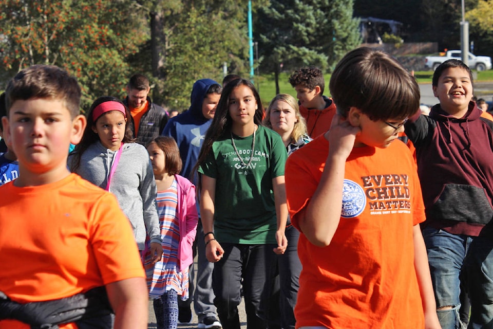 The seventh annual Orange Shirt Day took place on Sept. 30. Prince Rupert marked the occasion with a reconciliation walk at Prince Rupert Middle School. (Alex Kurial / The Northern View)