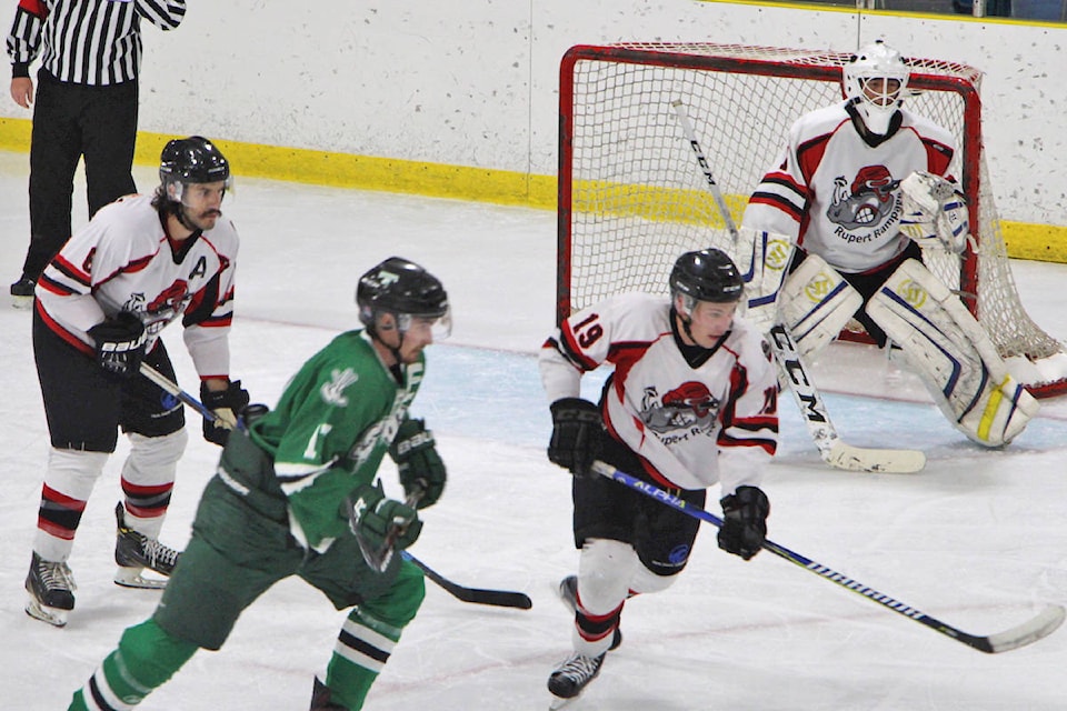 The Prince Rupert Rampage improved to 3-0 to start the year with their 5-1 win over the Williams Lake Stampeders on Saturday. (Alex Kurial / The Northern View)