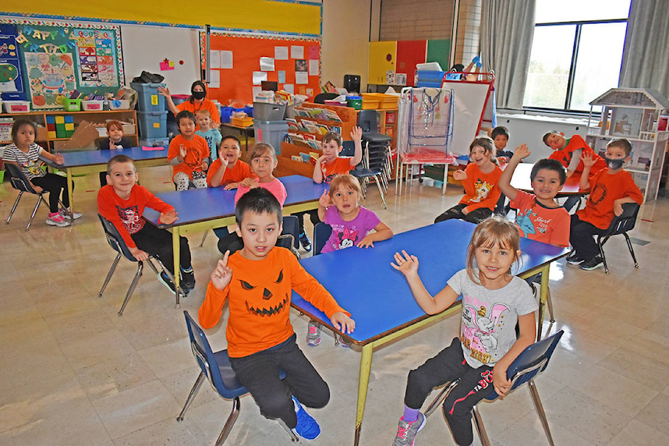 Ms. Gee’s grade one class at Pineridge Elementary School in Prince Rupert were proud to wear their orange shirts on Sept. 30 after learning about the importance of Orange Shirt Day. (Photo: K-J Millar/The Northern View)