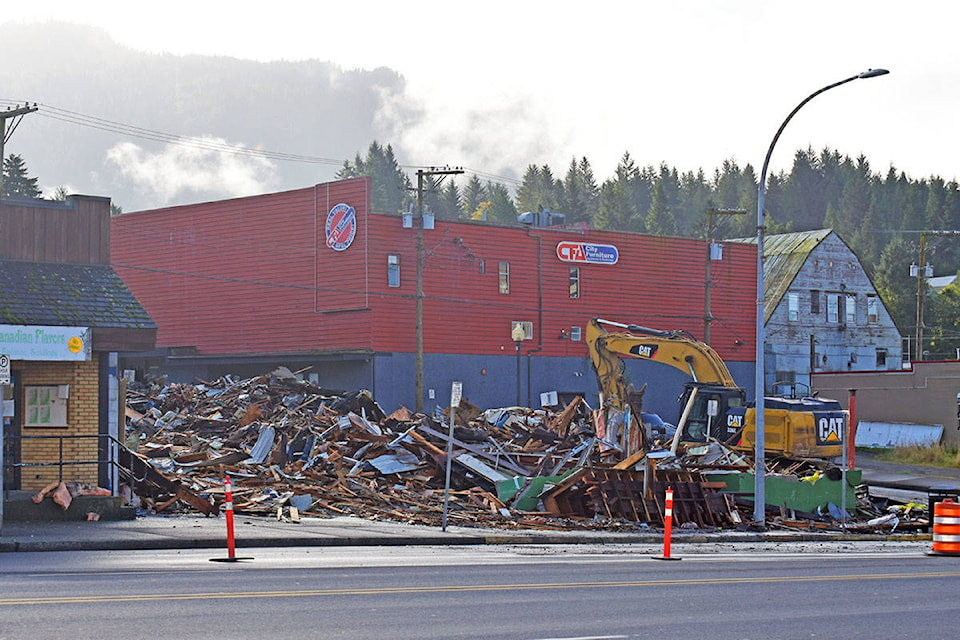 The charred aftermath of a downtown fire that took out three businesses and more than 10 rental units in Prince Rupert on October. 5. (Photo: K-J Millar/The Northern View)