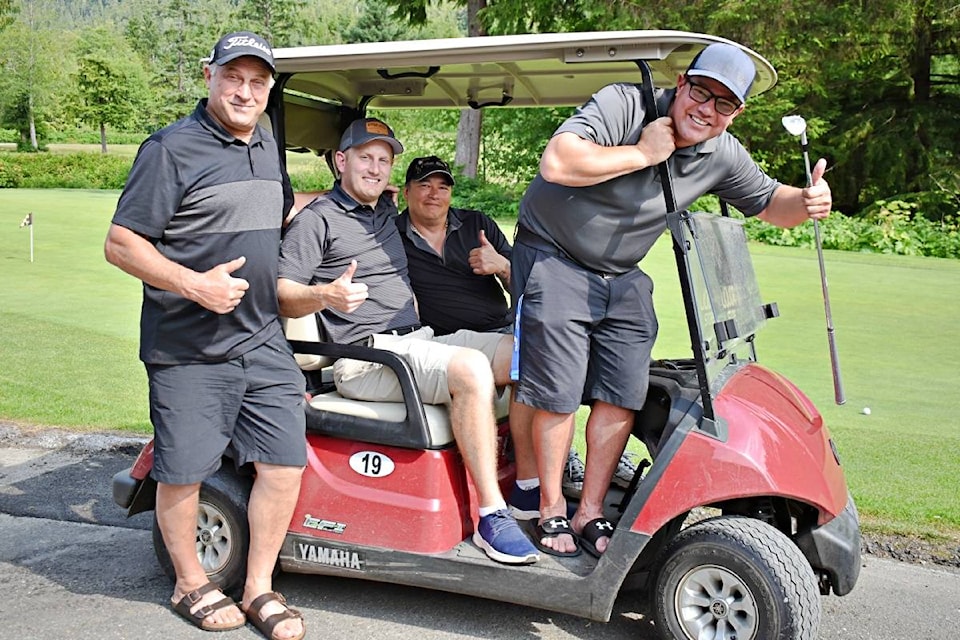Two day men’s golf scramble winners on July 11 are Frank Reople, Ian Robinson, Jeremy Yamamoto and Bart Kuntz (Photo: K-J Millar/The Northern View)