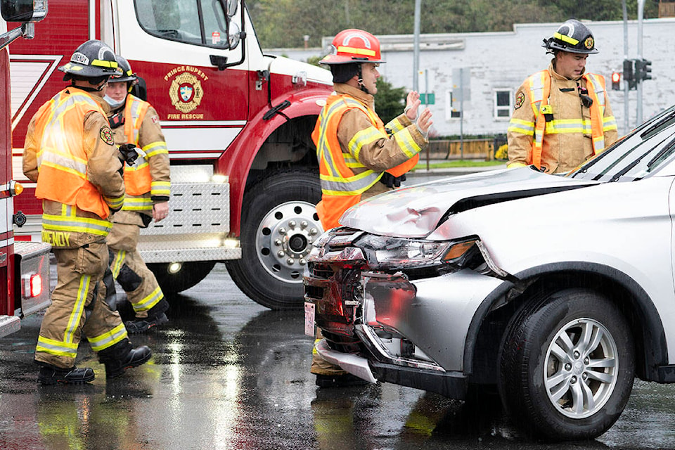 A two-vehicle crash at McBride and 2nd resulted in one person being transported to hospital on Oct. 1 (Photo: Norman Galimski/The Northern View)