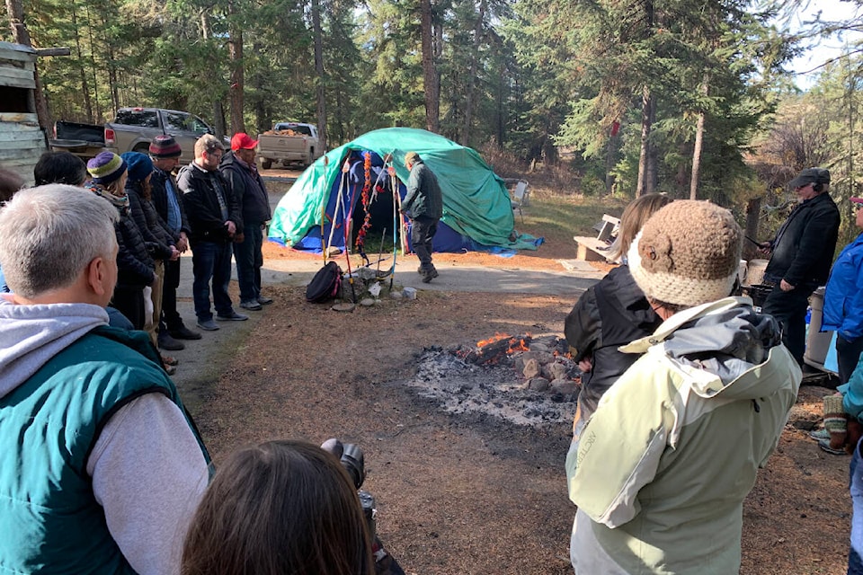 Teachers from School District 27 learn about a sweat ceremony during a cross-cultural workshop at Esk’etemc. (Photo submitted)