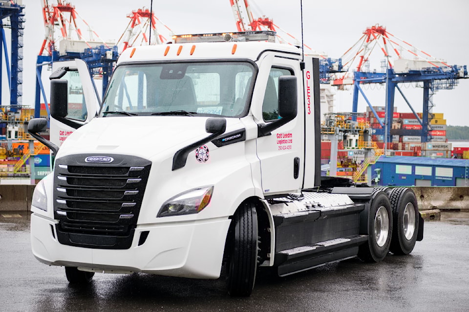 The Port of Prince Rupert's new Freightliner eCascadia heavy-duty truck will be tested as part of an Innovate BC pilot project.