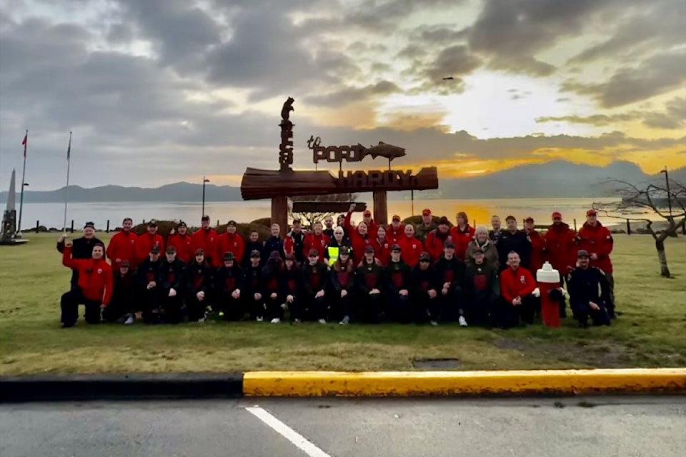 The Wounded Warrior Run BC team stops for a photo in Port Hardy at Carrot Park. (Wounded Warrior Run BC Facebook screenshot)