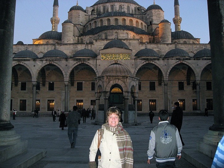 Picture of the author in front of the Blue Mosque.