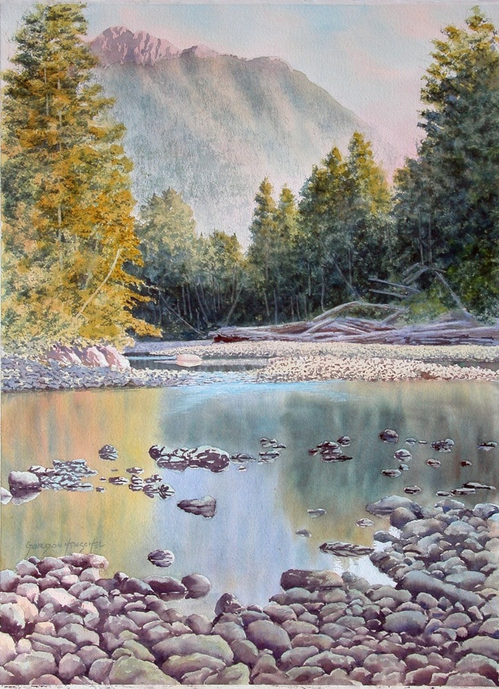 66415porthardyTsitikaRiverTranquility-30x22Watercolour-300dpi