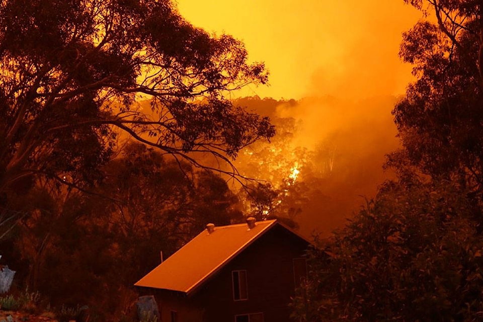 The fire burning near Jillian Dirou and Ross McKinney’s home in New South Wales was about 500 metres away on Saturday. (Courtesy of Jilllian Dirou)