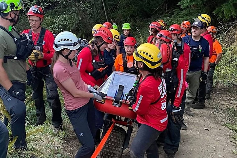 Arrowsmith Search and Rescue crews worked for several hours on Tuesday (Aug. 25) to rescue an injured female hiker on the Nile Creek trail. (ASAR Instagram photo)