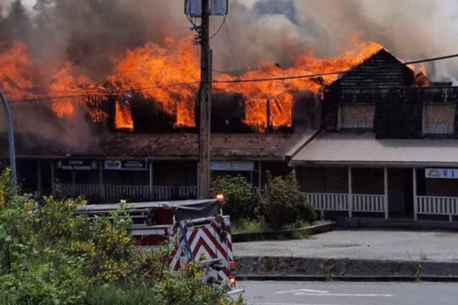 A fire broke out at the old Pioneer Square Mall building in Mill Bay on Friday, May 27, 2022. (Facebook photo)