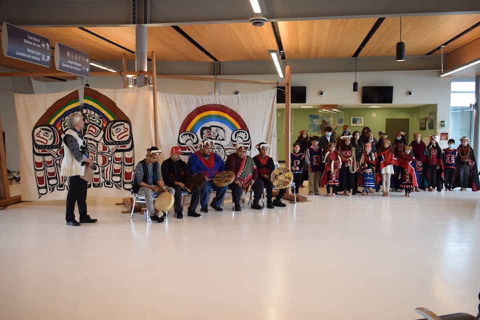 An Indigenous blessing ceremony was held at Port Hardy’s new airport terminal building on Friday, May 27. (Tyson Whitney - North Island Gazette)