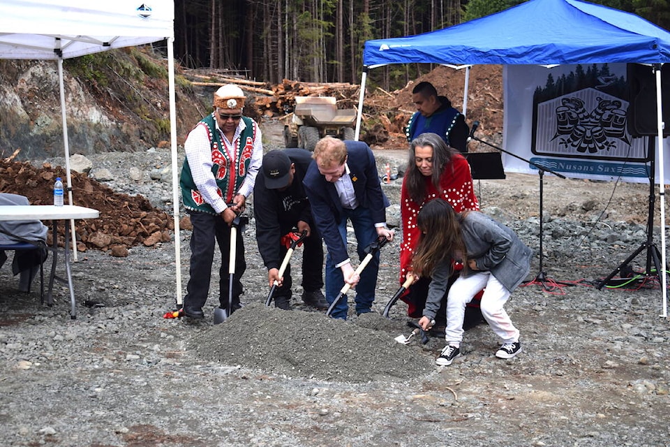 Gwa’sala-’Nakwaxda’xw First Nation’s groundbreaking ceremony for the Gukwdzi (Bighouse) project on the Tsulquate Reserve. (Tyson Whitney - North Island Gazette)