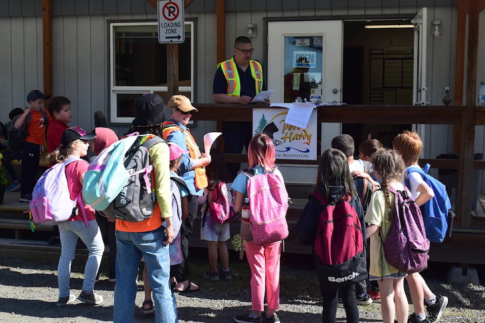 Port Hardy’s Director of Engineering Operations, Kam So, talks to a group of youth during the tour. (Tyson Whitney - North Island Gazette)