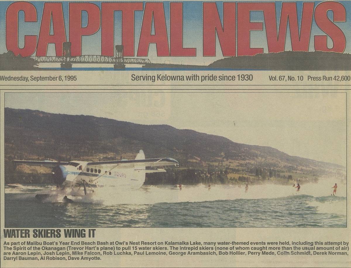 The front page of the Kelowna Capital News from 1995.