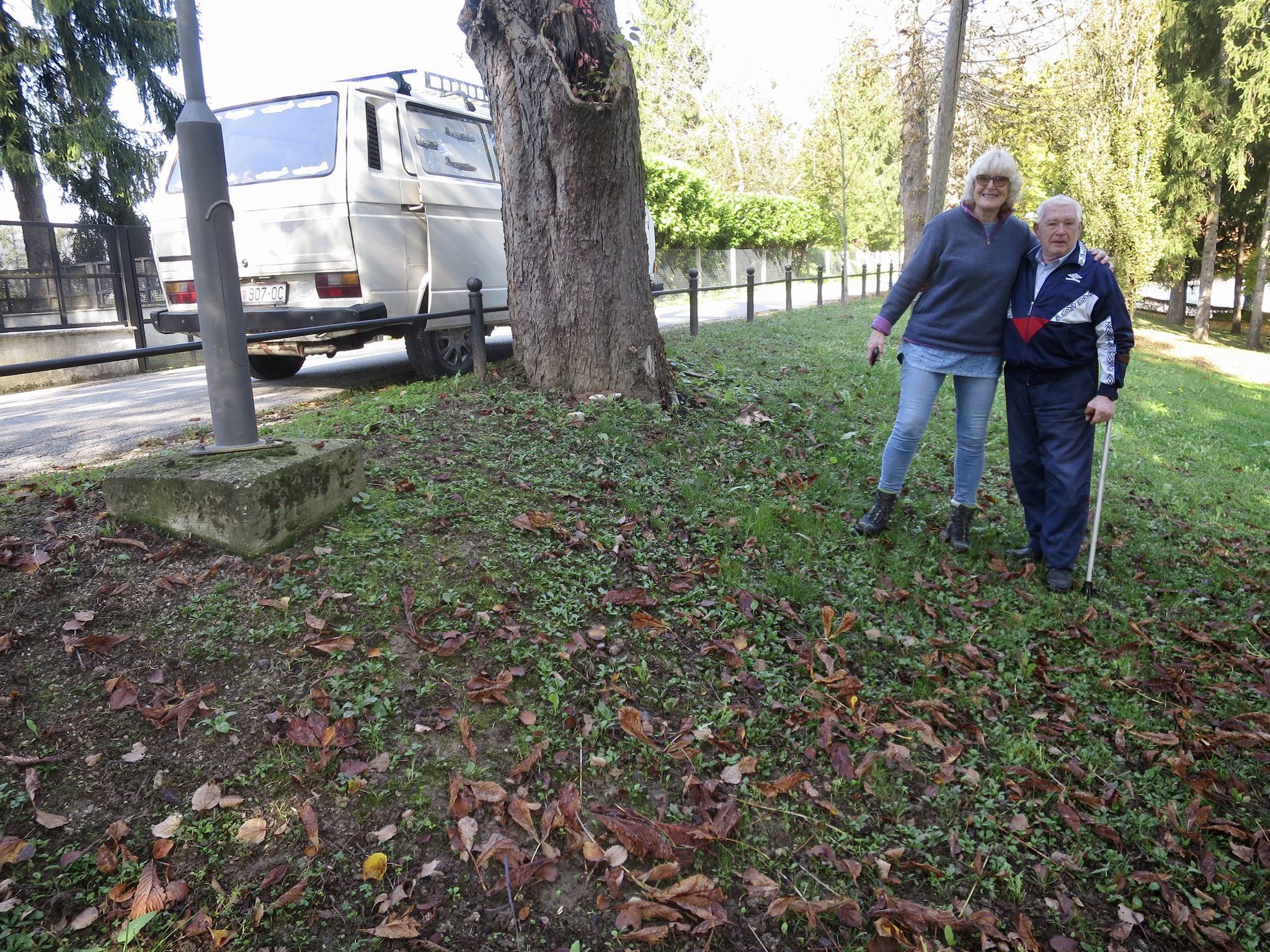 Heather Maling and Zvonko near the place where the Wellington crew was first buried before being interred in Belgrade. Photo: Submitted